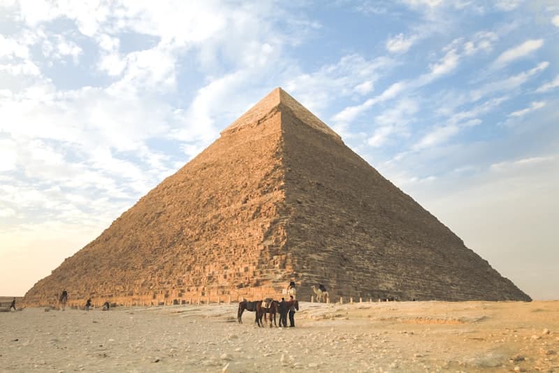 The Great Pyramid of Giza under a blue sky, Egypt