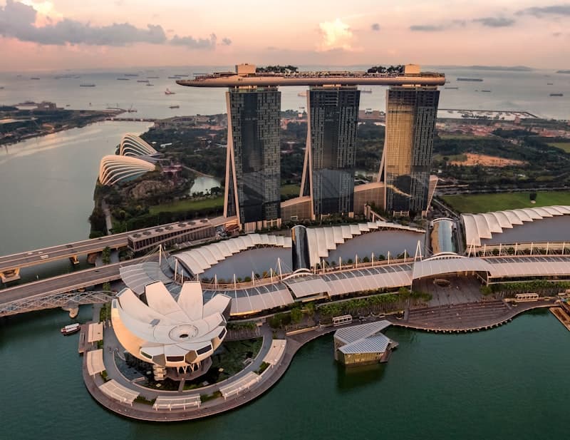 Gardens by the Bay and the Marina skyline, Singapore